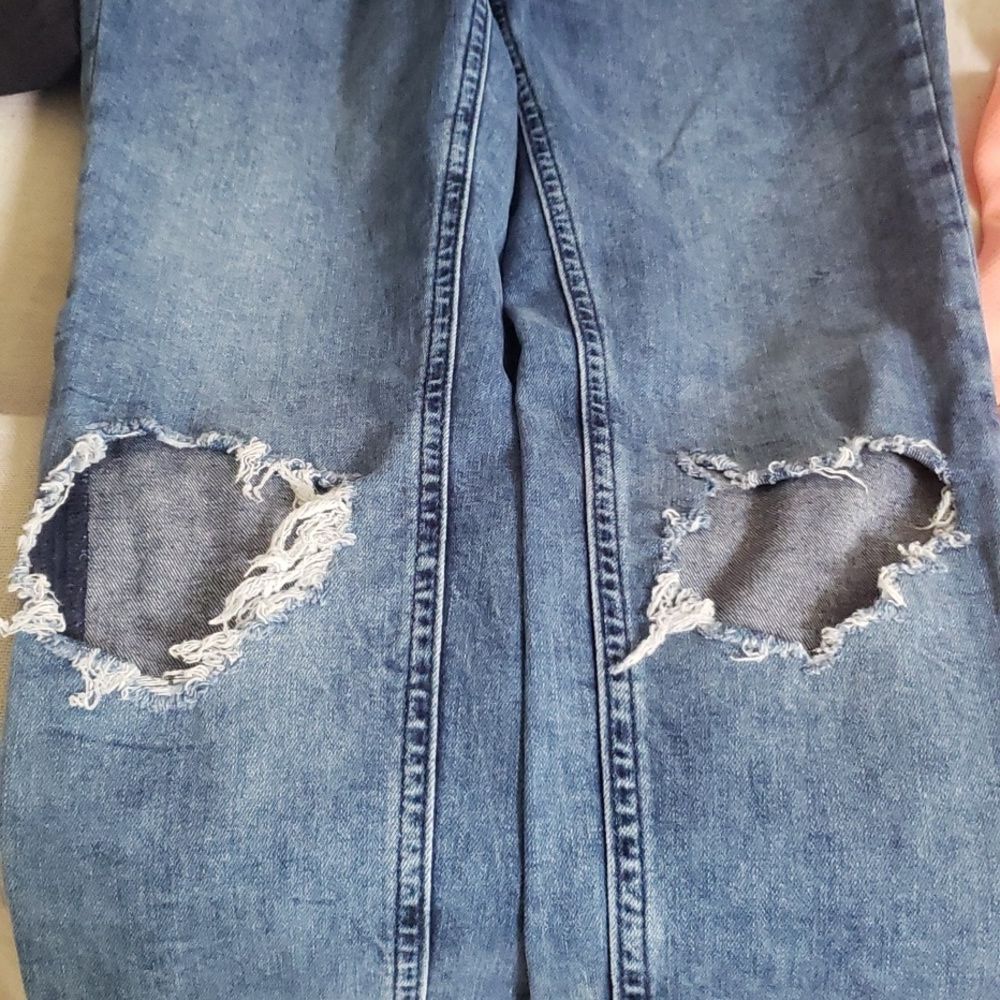 Free People Jeans Womens sz 29 High Waist Distressed Denim Blue - Picture 6 of 6